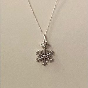 NEW. Silvertone snowflake necklace